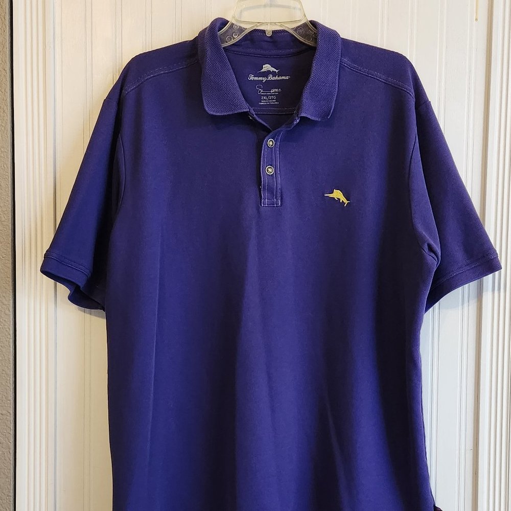TOMMY BAHAMA Men's Purple Pima Cotton Polo Shirt - 2XL - Picture 1 of 5